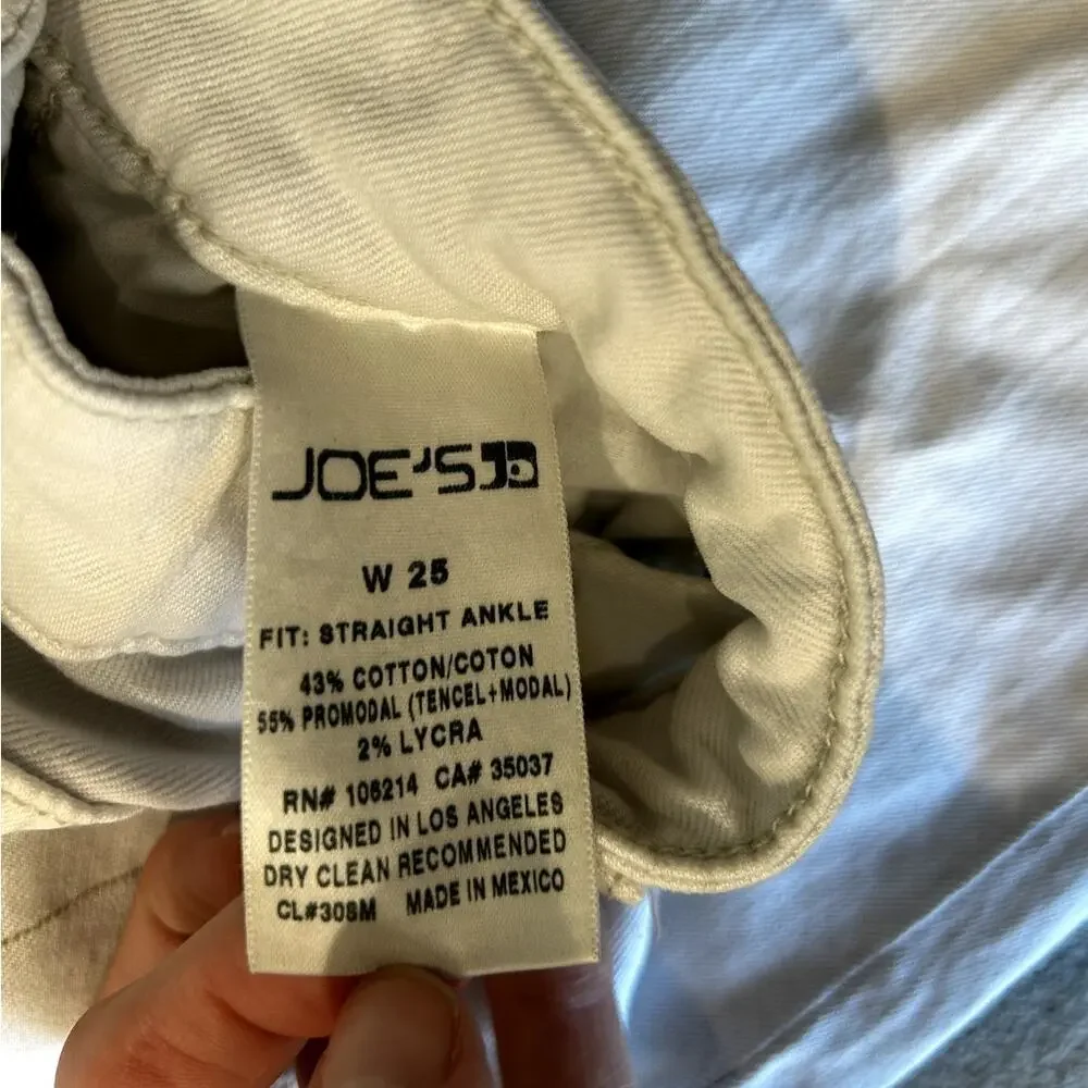 Joe's Jeans Straight Ankle White Denim Jeans Size‎ 25 High-Rise (30